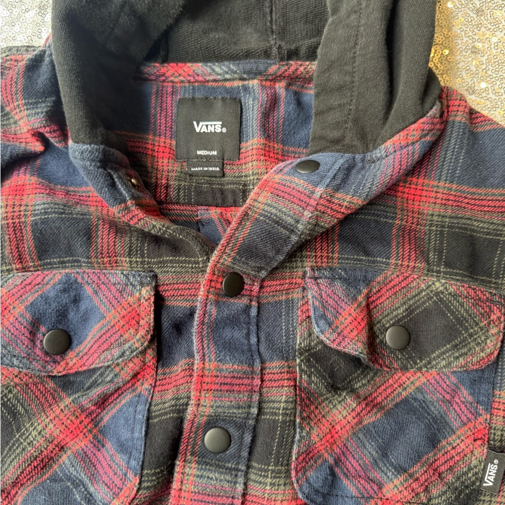 Vans Kids Red and Blue Plaid Jean Jacket
